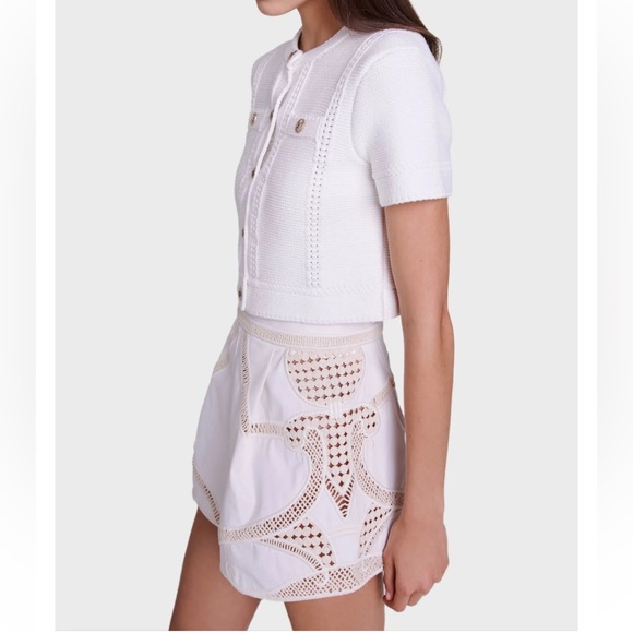 NWT 🐚 MAJE Crochet-knit White Women's Shorts - Picture 6 of 9